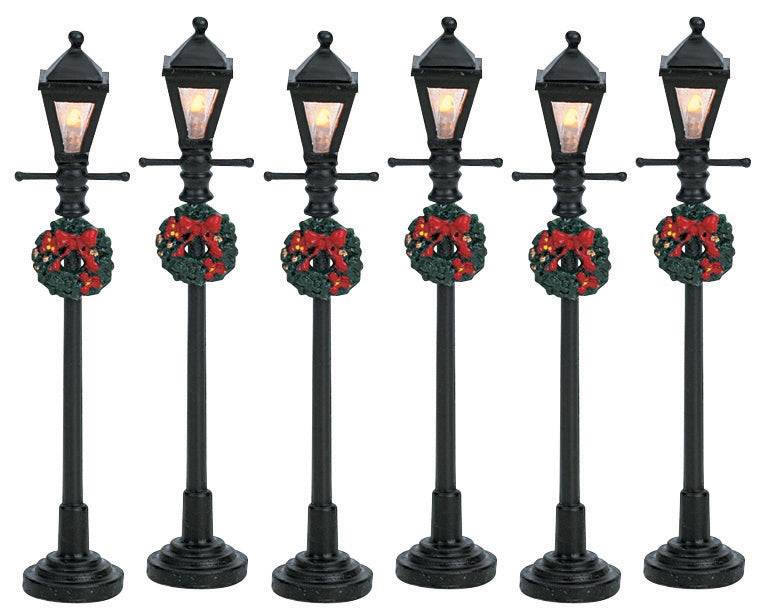 Lemax Village Gas Lantern Street Lamp - Set Of 6