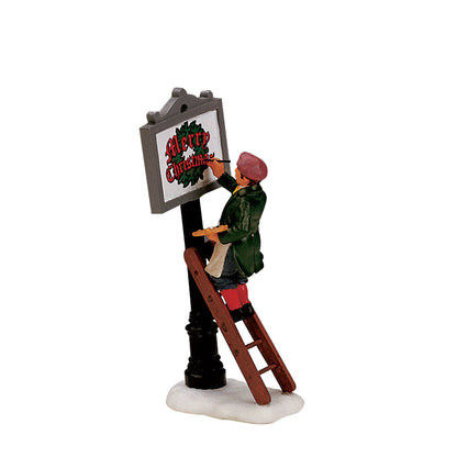Lemax Sign Painter On Ladder Figurine