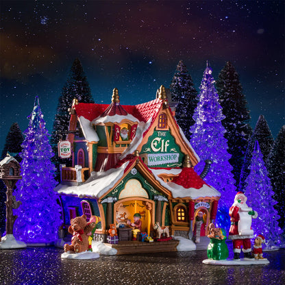 Lemax 3 Color Crystal Lighted Tree - 4 Piece Set