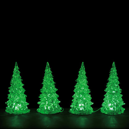 Lemax 3 Color Crystal Lighted Tree - 4 Piece Set