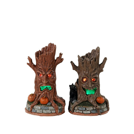 Lemax Haunted Tree Trunks - Lighted 2 Piece Set
